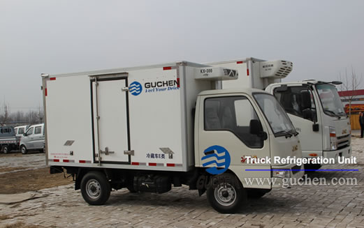 TR-350 Truck Refrigeration Unit with evaporator and condenser mounted on refrigerator truck